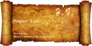 Hager Ida névjegykártya